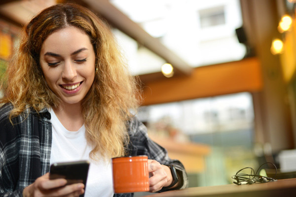 Woman contact customer service via whatsapp